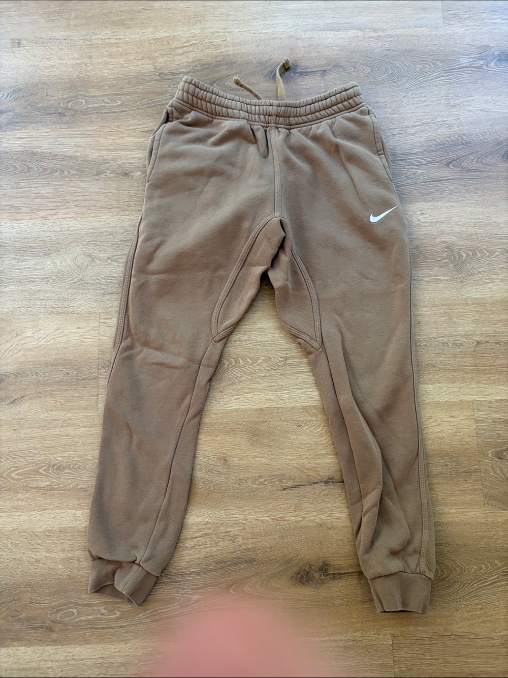 Nike Men's Brown Fleece Jogger Pants with White Swoosh